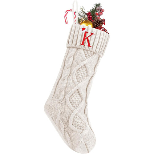 Personalized knit monogram Christmas stocking 18 inch