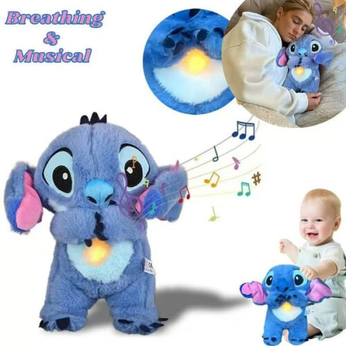 Beruhigendes Stitch-Plüschtier mit Atembewegung, blau