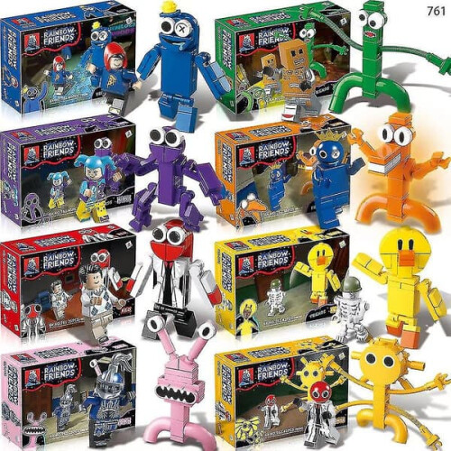 Set de blocuri de construcție Roblox Rainbow Friends Doors, 8 bucăți