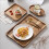 Solid Wood Serving Platters and Trays, Durable Dishwasher Safe Rectangular Party Plates Avoid Sliding and Spilling Food with Easy Carry Grooved 7