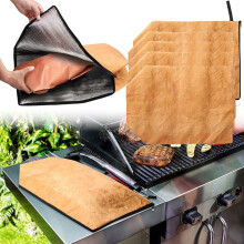 Blaincéad BBQ Banzch5 phíosa, Mála Scíthe Inslithe Mór In-athúsáidte le Zipper le haghaidh Feola, comhoiriúnach le tobacóirí & gríoscáin