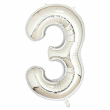 Number Balloon Silver 102cm 3 pcs