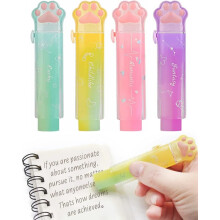 Cat Paw Retractable Pencil Erasers 4pcs Gradient Jelly