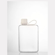 Square water bottle white 500ml portable slim