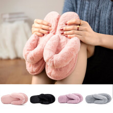 Pantoufles tongs en peluche pour femmes, grises, pointures 9,5 Ă 10,5