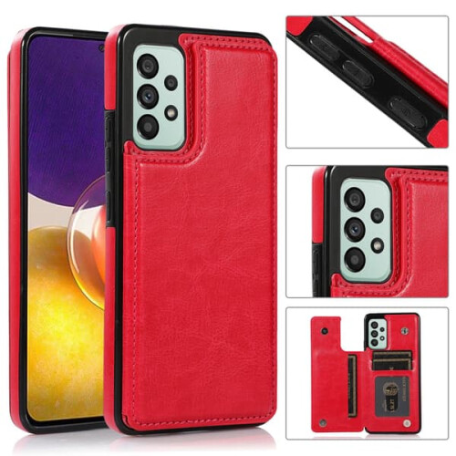 Samsung Galaxy A33 5G case with card holder rose red