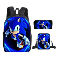 SONIC hátizsák szett, anime, rajzfilm stílusú, 3 darabos