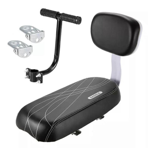 Premium child saddle with backrest and rear carrier set