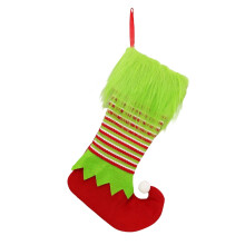 Christmas stocking Santa boot red green stripes 1 piece
