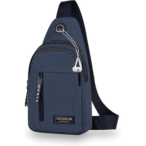 Men's Lightweight Nylon Sling Backpack Anti-Theft Blue