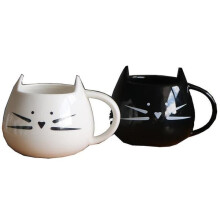 Juego de 2 tazas de café de cerámica con forma de gato, 355 ml.