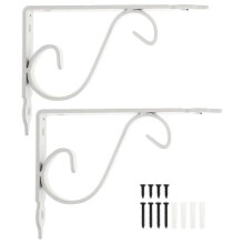 Iron Shelf Brackets Triangle Support White 15x11.5x2.5cm 2