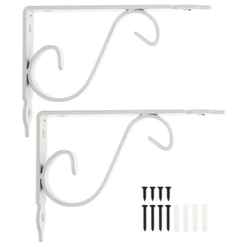 Iron Shelf Brackets Triangle Support White 15x11.5x2.5cm 2