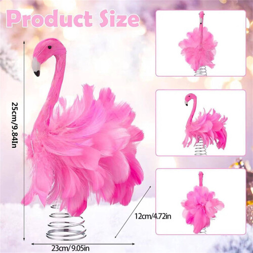 Flamingo Christmas Tree Topper Pink Feather 1pc 1