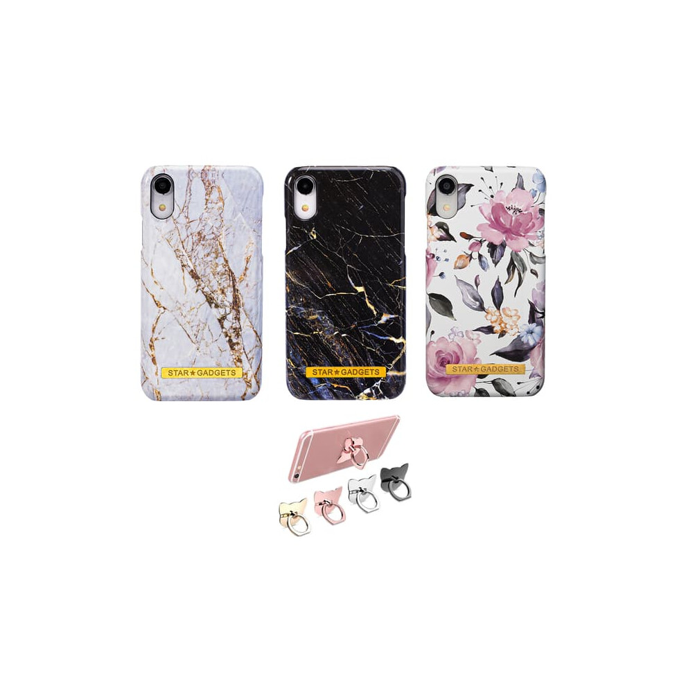 Iphone Xr Case With Floral Marble Design Pink 962029728573