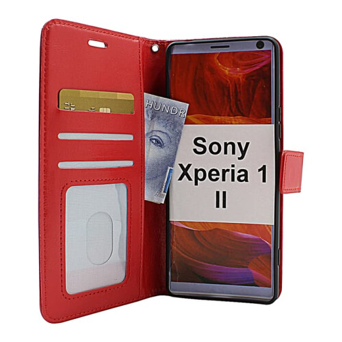 Crazy Horse Wallet for Sony Xperia 1 II Red