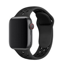 Bracelet sport en caoutchouc pour Apple Watch, disponible en noir et gris, pour 42 mm, 44 mm, 45 mm et 49 mm.