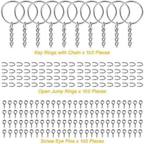 Split Key Rings with Loops 300 pcs