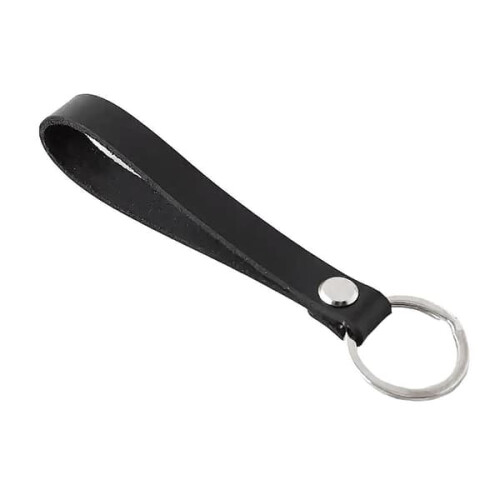 Schlüsselanhänger aus echtem Leder, schwarz