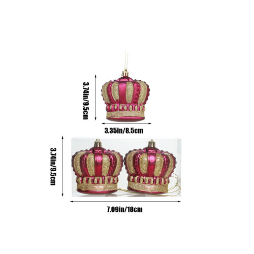 Plastic Christmas Ball Drop Finial Ornament Red 2 pcs 2