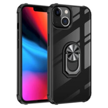 iPhone 14 Plus shockproof ring hybrid case black silver