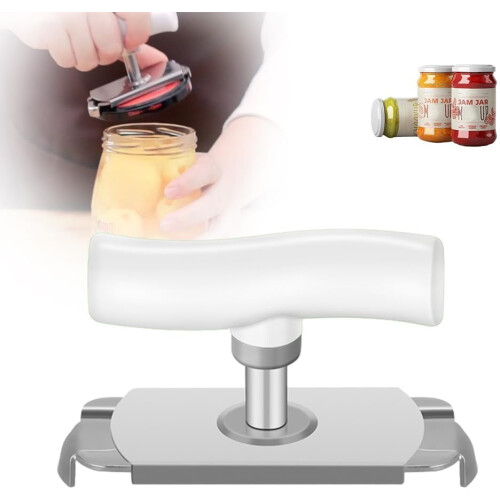 Ouvre-bocal pour l'arthrite, en acier inoxydable réglable, blanc