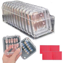 Press-on negleorganisator klar akryl 12 dele
