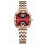 Women's quartz square watch with red stainless steel strap 1