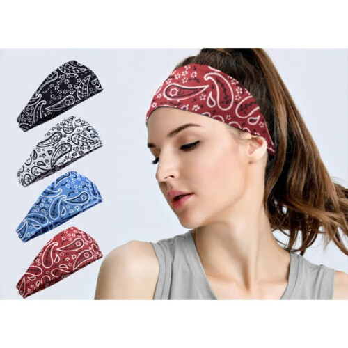 Faixa de cabelo feminina larga, macia e elástica, estampada, pacote com 4 unidades