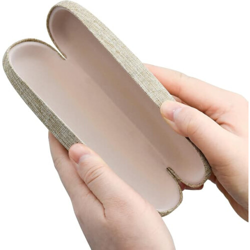 Linen Canvas Hard Glasses Case with Cloth 4 pcs 2