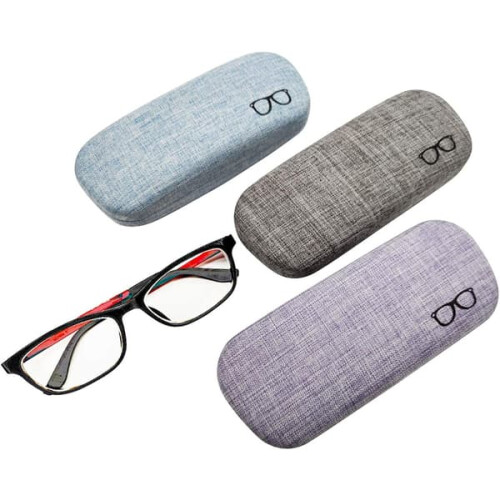 Hard Shell Glasses Case Linen Fabric Set of 3 1