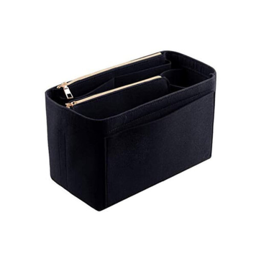 Handbag Organizer Insert Black Zipper Closure