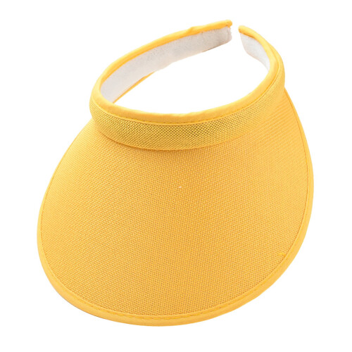 Women's straw sun visor hat wide brim yellow