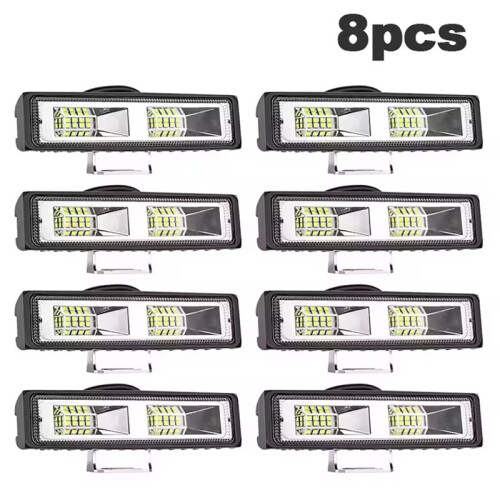 8Pcs LED Work Light 48W 16LED High-Visibility White Light Bar for Vehicles IP67 Waterproof