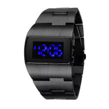 LED digital watch for men black stainless steel