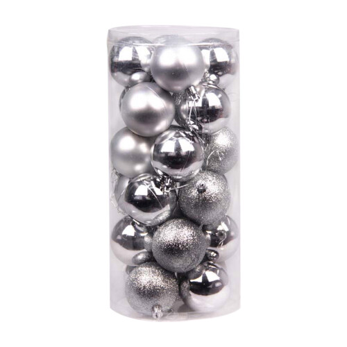 Shatterproof Christmas Ornaments Silver Baubles 24 pcs 2.4 1