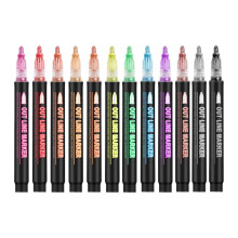 Rotuladores metálicos brillantes de doble contorno, 12 colores