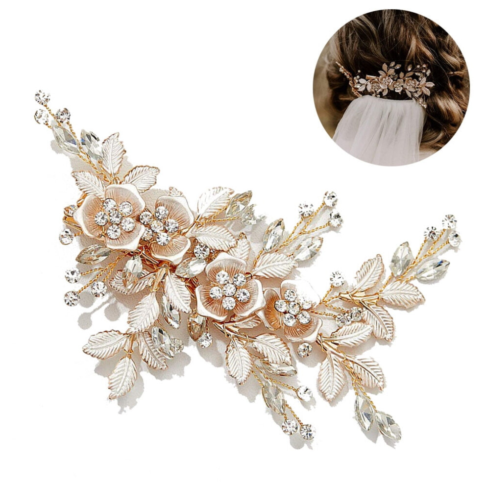 Handmade rhinestone bridal headband with pearls and