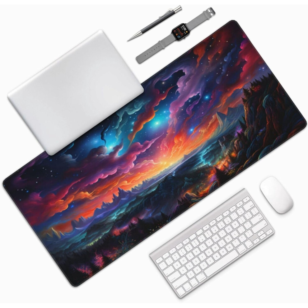 Starry Sky Gaming Mouse Pad 35.4X15.7 Inch Stitched Edges 959110239520