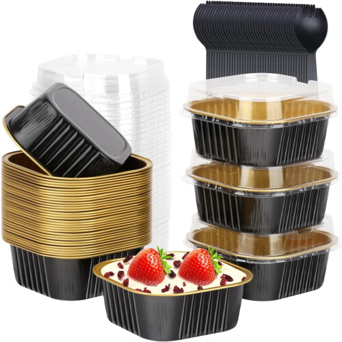 Minikakformar med lock, 40-pack aluminiumfolie