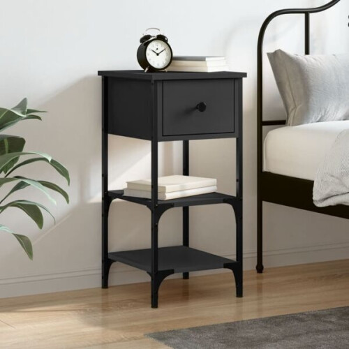 vidaXL bedside table black engineered wood 34x36x70 cm