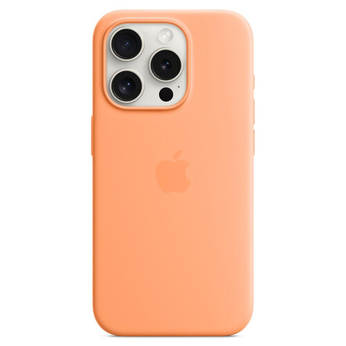 iPhone 15 Pro Max silicone magnetic MagSafe case orange