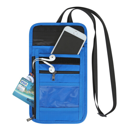 Porte-passeport bleu à 2 compartiments