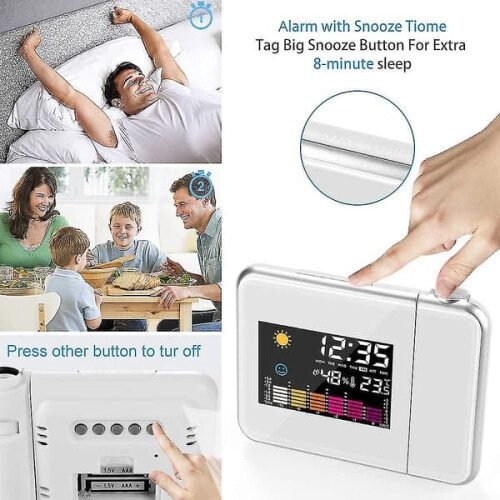 Projection Alarm Clock LED Digital USB Rechargeable 2