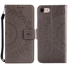 SKALO iPhone 16e Mandala Wallet Case - Grey