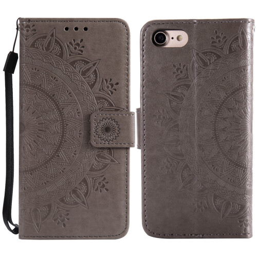 SKALO iPhone 16e Mandala Wallet Case - Grey