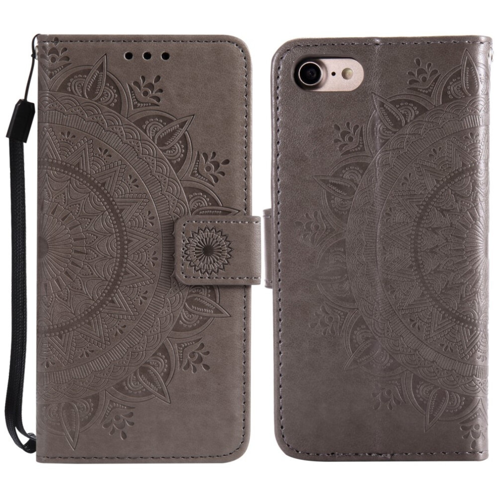 Skalo Iphone 16E Mandala Wallet Case - Grey 900223056634