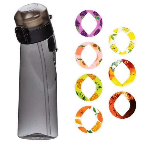 Flavored Water Bottle with 7 Capsules 650ml Matte Black 1