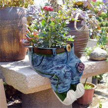 Augper denim resin planter liten blå jeans blomsterpotte