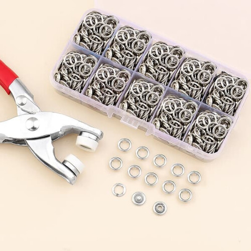Snap Fasteners with Tool 100 pcs 9.5 mm Silver 1